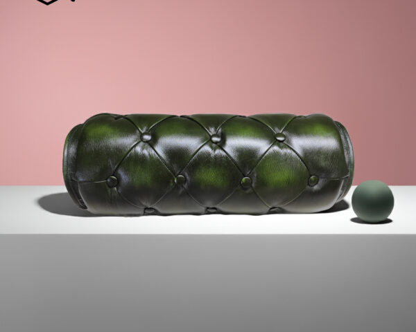 Cuscini Cilindrici Chesterfield di supporto, in vera pelle, Made in Italy